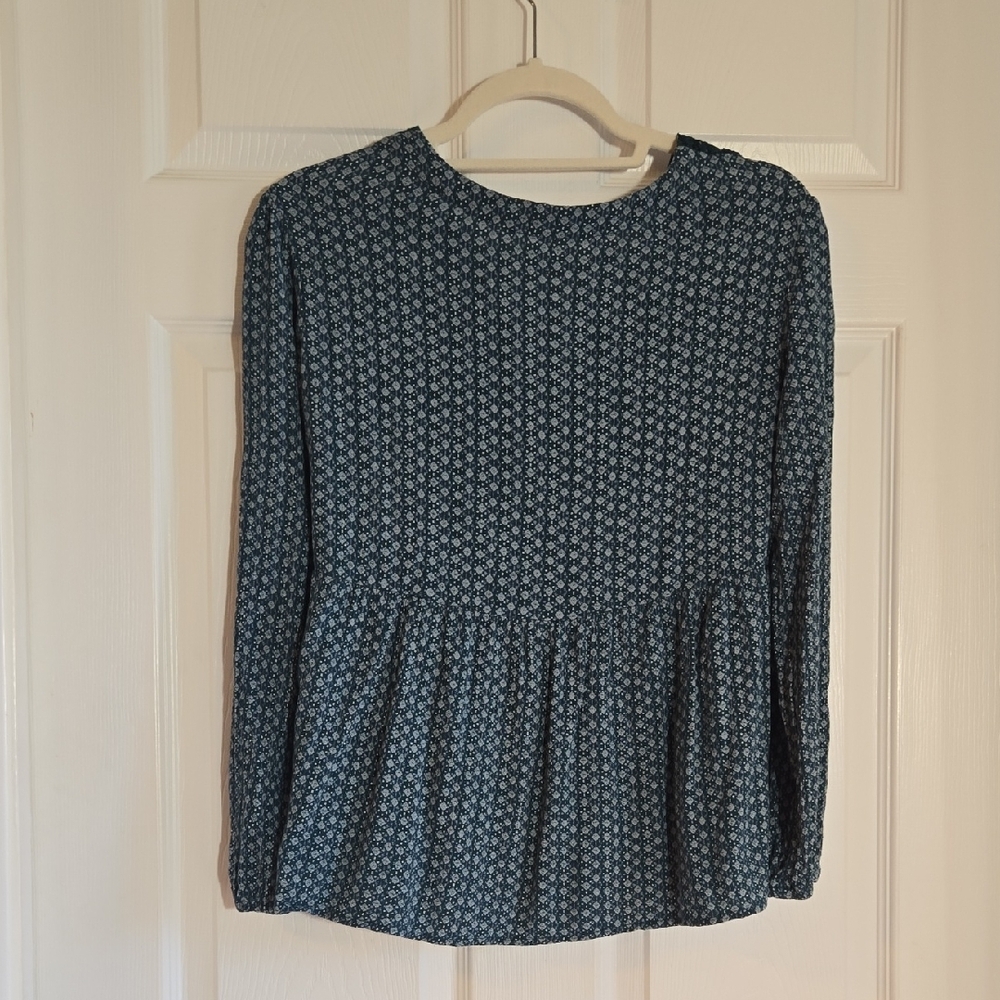 Maurices Teal Green Patterned V-Neck Babydoll Blouse Size Small - Picture 6 of 6